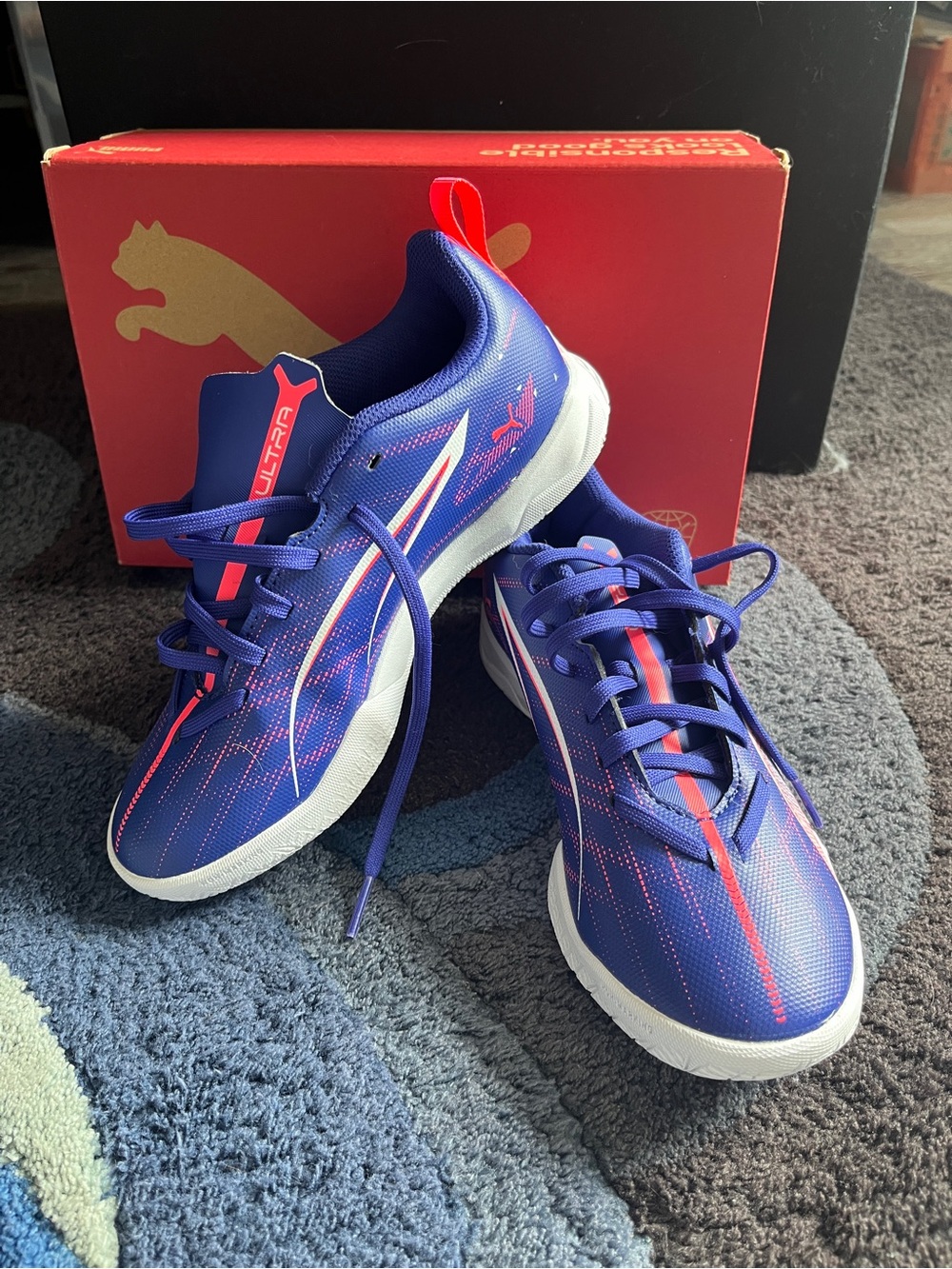 Puma Kids Blue and red Lace-Up Sneakers